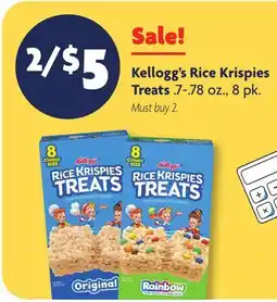 Family Dollar Kellogg's Rice Krispies Treats offer