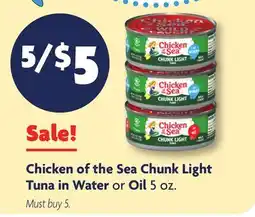 Family Dollar Chicken of the Sea Chunk Light Tuna in Water or Oil offer