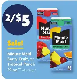Family Dollar Minute Maid Berry, Fruit, or Tropical Punch offer