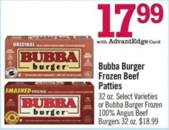 Price Chopper Bubba burger frozen beef patties offer