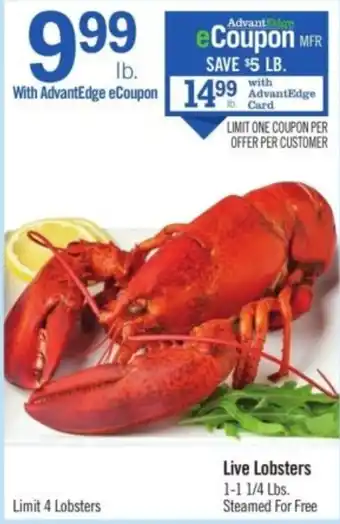 Price Chopper Live Lobsters offer