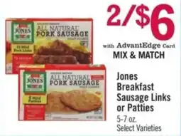 Price Chopper Jones breakfast sausage links or patties offer