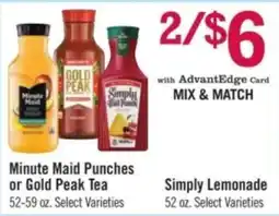 Price Chopper Minute Maid Punches or Gold Peak Tea offer