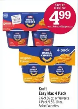 Price Chopper Kraft Easy Mac 4 Pack offer
