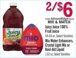Price Chopper Juicy Juice 100% Fruit Juice, Mio Water Enhancers, Crystal Light Mix or Kool-Aid Liquid offer