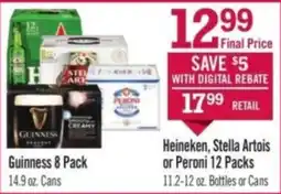 Price Chopper Heineken, Stella Artois or Peroni 12 Packs offer
