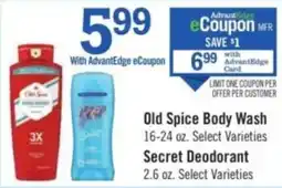 Price Chopper Old Spice Body Wash Secret Deodorant offer