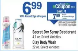 Price Chopper Secret Dry Spray Deodorant offer