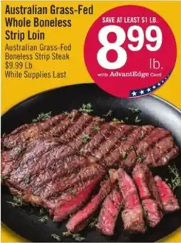 Price Chopper Australian Grass-Fed Whole Boneless Strip Loin offer