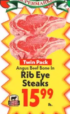 Marino's Supermarket Twin Pack Angus Beef Bone In Rib Eye Steaks offer