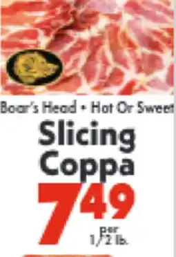 Marino's Supermarket Boar's Head Slicing Coppa offer