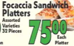 Marino's Supermarket Focaccia Sandwich Platters offer