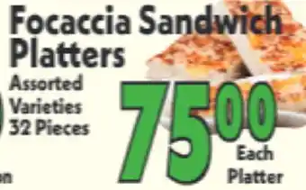 Marino's Supermarket Focaccia Sandwich Platters offer