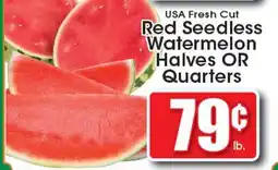 Supremo Foods Inc USA Fresh Cut Red Seedless Watermelon Halves OR Quarters offer