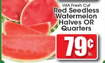Supremo Foods Inc USA Fresh Cut Red Seedless Watermelon Halves OR Quarters offer