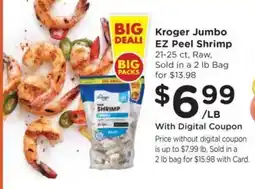 Fry's Kroger jumbo ez peel shrimp offer