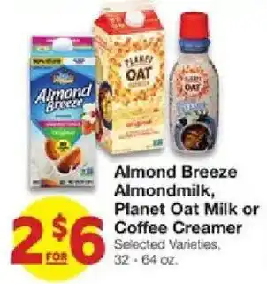 United Supermarkets Almond Breeze Almondmilk, Planet Oat Milk or Coffee Creamer offer