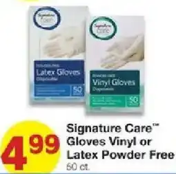 United Supermarkets Signature Care Gloves Vinyl or Latex Powder Free offer