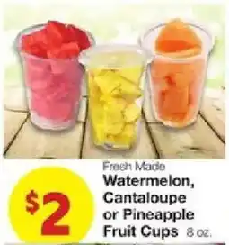 United Supermarkets Fresh Made Watermelon, Cantaloupe or Pineapple Fruit Cups offer