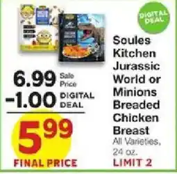 United Supermarkets Soules Kitchen Jurassic World or Minions Breaded Chicken Breast offer