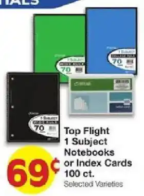 United Supermarkets Top Flight 1 Subject Notebooks or Index Cards offer