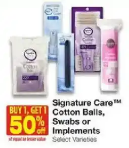 United Supermarkets Signature Care Cotton Balls, Swabs or Implements offer