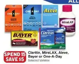 United Supermarkets Claritin, MiraLAX, Aleve, Bayer or One-A-Day offer