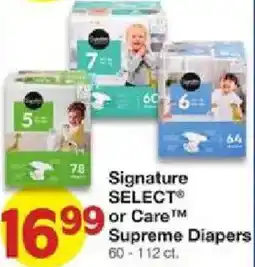United Supermarkets Signature Select or Care Supreme Diapers offer