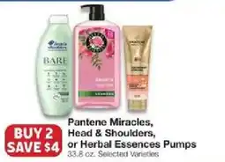 United Supermarkets Pantene Miracles, Head & Shoulders, or Herbal Essences Pumps offer