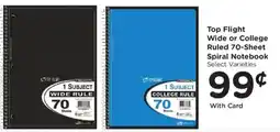 Fry's Top Flight Wide or College Ruled 70-Sheet Spiral Notebook offer