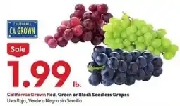 Stater Bros California Grown Red, Green or Black Seedless Grapes offer