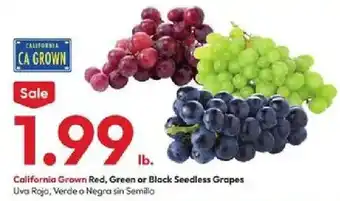 Stater Bros California Grown Red, Green or Black Seedless Grapes offer
