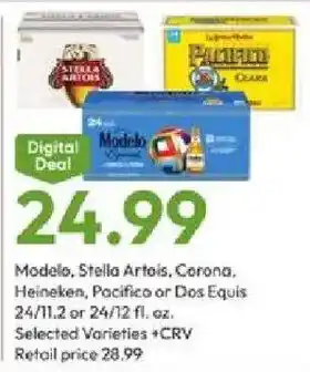 Stater Bros Modelo, Stella Artois, Corona, Heineken, Pacifico or Dos Equis offer