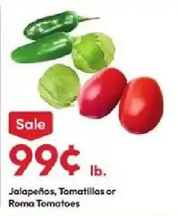 Stater Bros JalapeΓ±os, Tomatillos or Roma Tomatoes offer