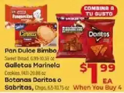 Supermercado El Rancho Pan Dulce Bimbo, Galletas Marina or Botanas Doritos offer