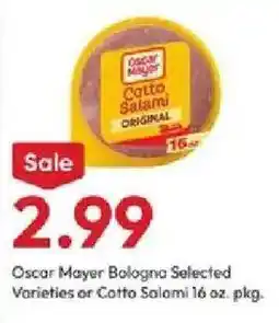 Stater Bros Oscar Mayer Bologna Selected Varieties or Cotto Salami offer