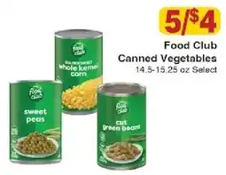 Piggly Wiggly Food Club Canned Vegetables offer