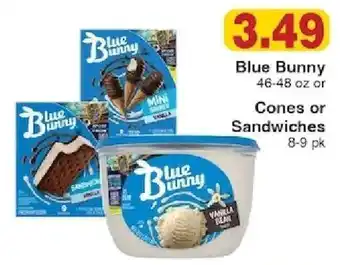 Piggly Wiggly Blue Bunny Cones or Sandwiches offer