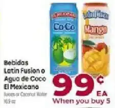 Cardenas Bebidas Latin Fusion or Agua de Coco El Mexicano offer