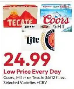 Stater Bros Coors, Miller or Tecate offer