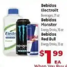 Supermercado El Rancho Bebidas Electrolit or Bebidas Monster or Bebidas Red Bull offer