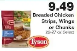 Piggly Wiggly Tyson breaded chicken strips, wings or chunks offer