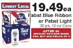 Piggly Wiggly Pabst Blue Ribbon or Pabst Light offer