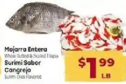 Cardenas Majarra Entera Whole Gutted 4-Scaled Tilapia Surimi Sabor Cangrejo offer