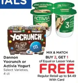 Dillons Dannon Yocrunch or Activia Yogurt offer