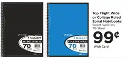 Dillons Top Flight Wide or College Ruled Spiral Notebooks offer
