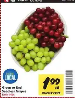 Safeway Green or Red Seedless Grapes offer