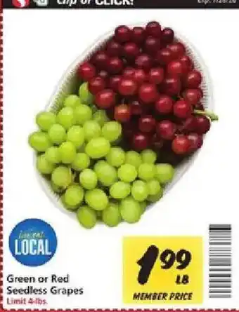Safeway Green or Red Seedless Grapes offer
