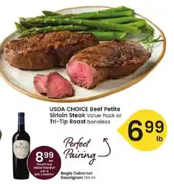 Albertsons Usda Choice Beef Petite Sirloin Steak Value Pack or Tri-Tip Roast boneless offer