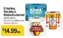 Bashas' 12-Pack Kona, Stella Artois or Michelob Ultra Pure Gold offer